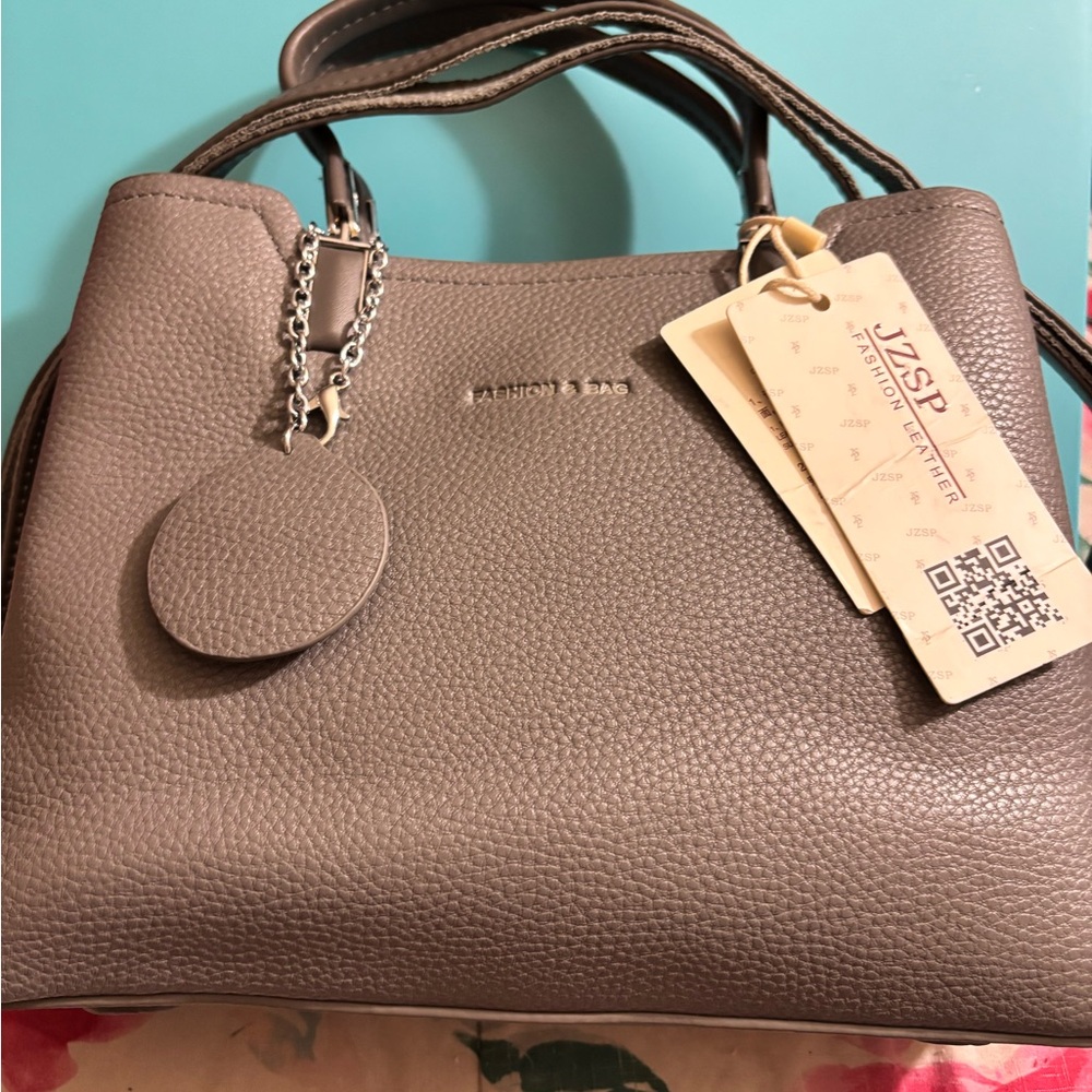Silver satchel handbag
